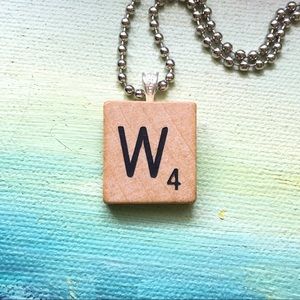 1953 “W” Scrabble® Tile Initial Pendant Necklace